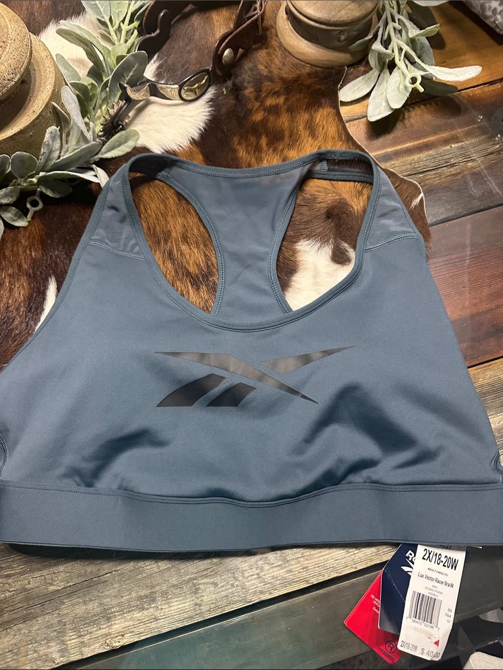 NWT Reebok Slate green Racerback Sports Bra